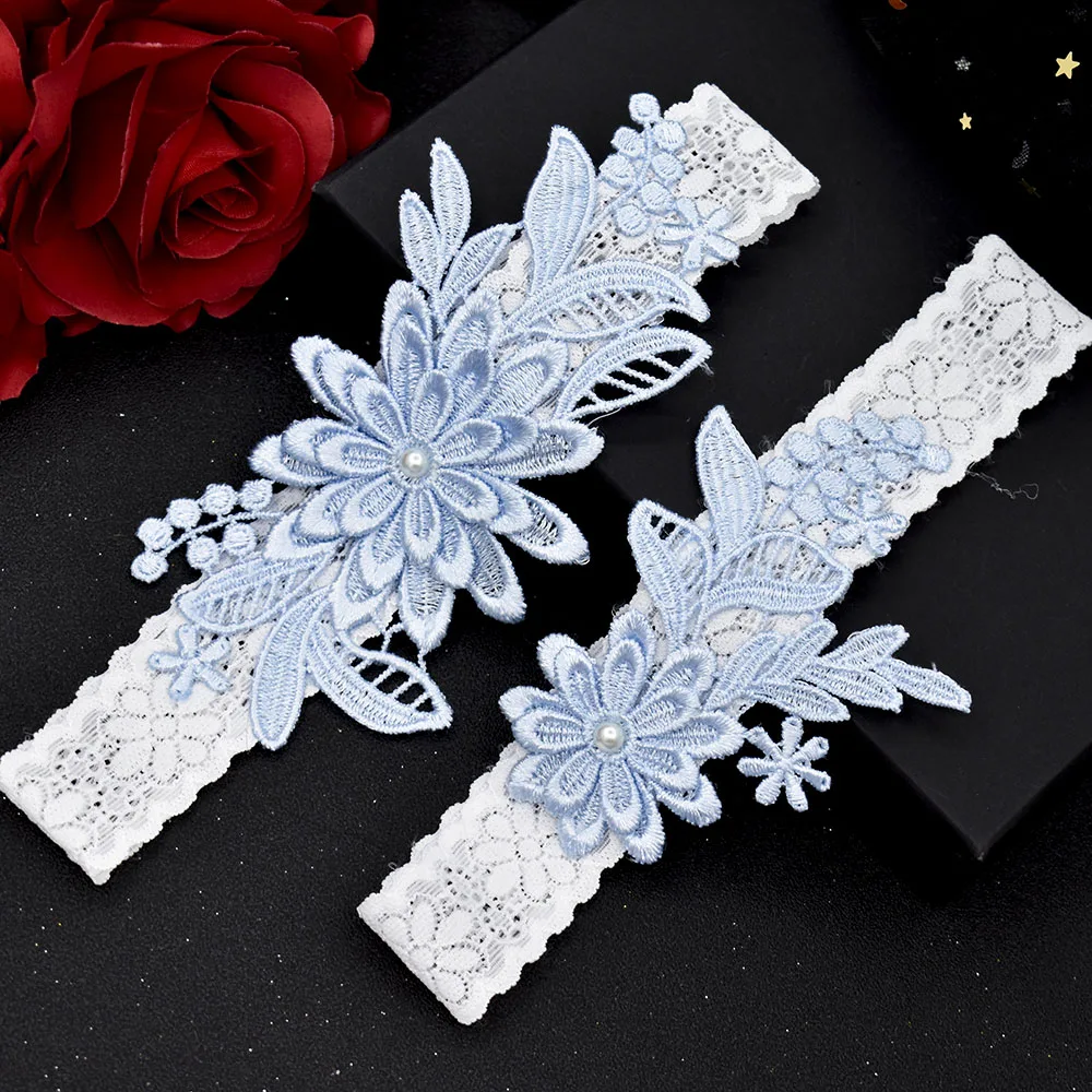 K01 Wedding Party Cosplay Leg Garter Belt Suspender For Women Girls Lace Elastic Trim Crystal Applique Wedding Garter Belt