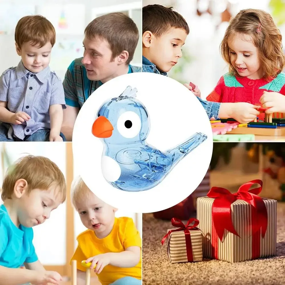 Apito de pássaro aquático dos desenhos animados com cordão transparente assobiando pássaros brinquedo educacional instrumento musical brinquedo