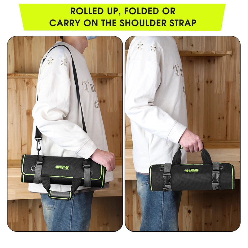 Roll-Up-Werkzeugtasche, Werkzeug-Organizer mit mehreren Taschen, 600 Denier, mit 6 Innentaschen, 68 x 36 cm, ideal für Handwerker, Elektriker – Detail 6