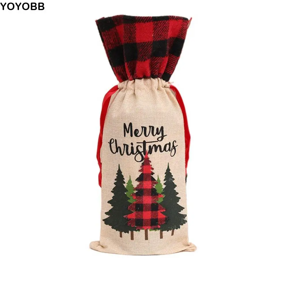 

Portable Drawstring Wine Bottle Set Flower Letter Christmas Bottle Cover Packing Tree Wine Bottle Bag Family
