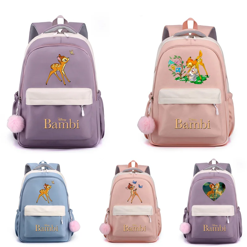 

MINISO Bambi Cute Cartoon Backpack Teenager Fashion Male Female Student School Bag Waterproof Knapsack Mochila