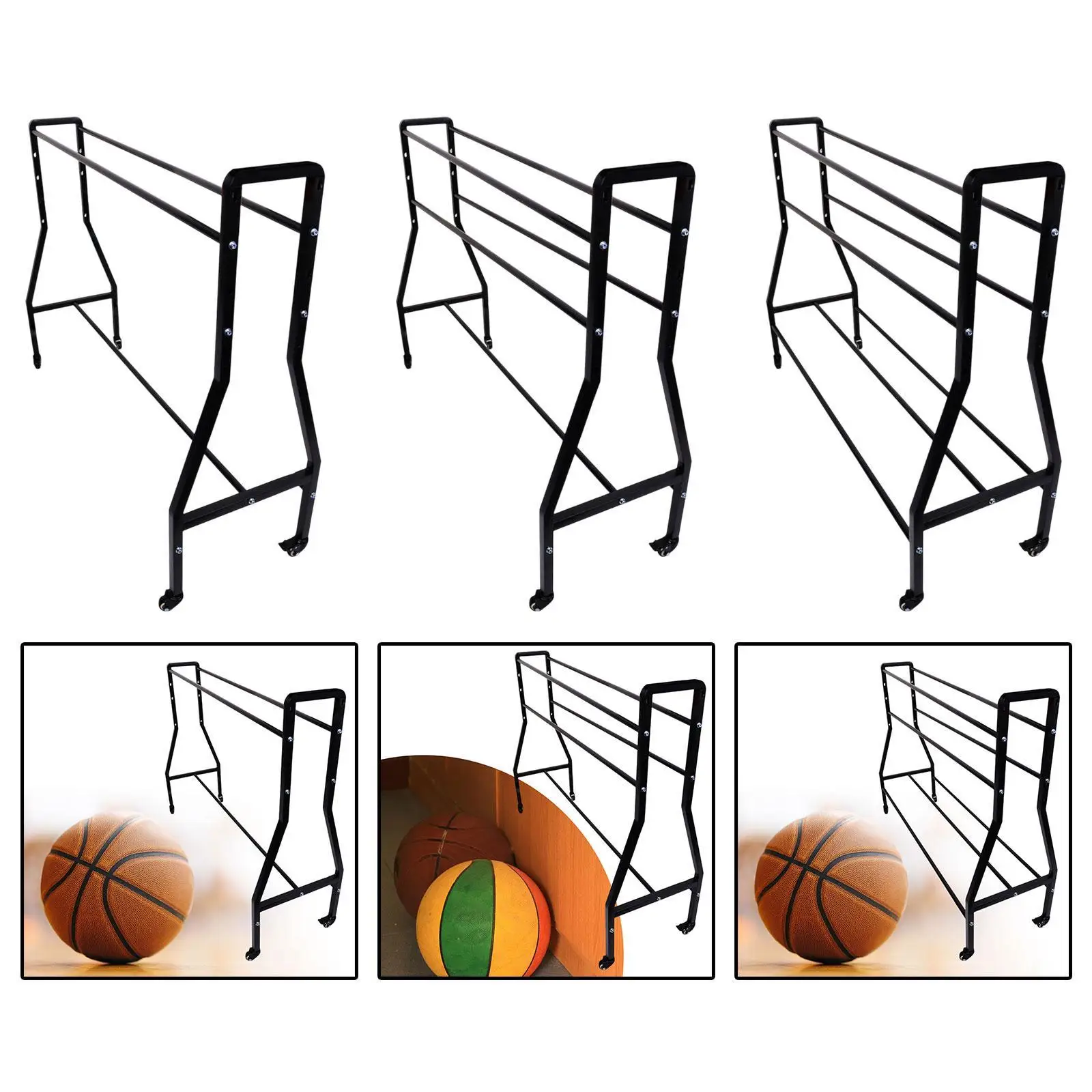 바퀴가 달린 농구 랙, 볼 정리함, 바퀴 달린 금속 농구 홀더, 스포츠/축구 실내외용 농구 카트
