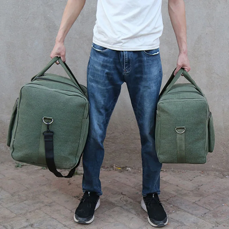 Large Canvas Travel Duffel Bag Waterproof Men\'s Shoulder Luggage Storage Bags Outdoor Trainning Fitness Sports Handbag XA927D