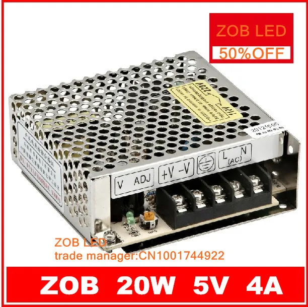 20W 4A  5V OUTPUT LED Switching Power Supply,100~120V/200~240V AC input,Output power suply 5V  in stocks-2PCS/LOT