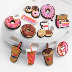 Cute 1pcs cartoon donut dessert drink DIY shoe charms PVC Accessories fit clogs sandals Decorate buckle kid girl gifts