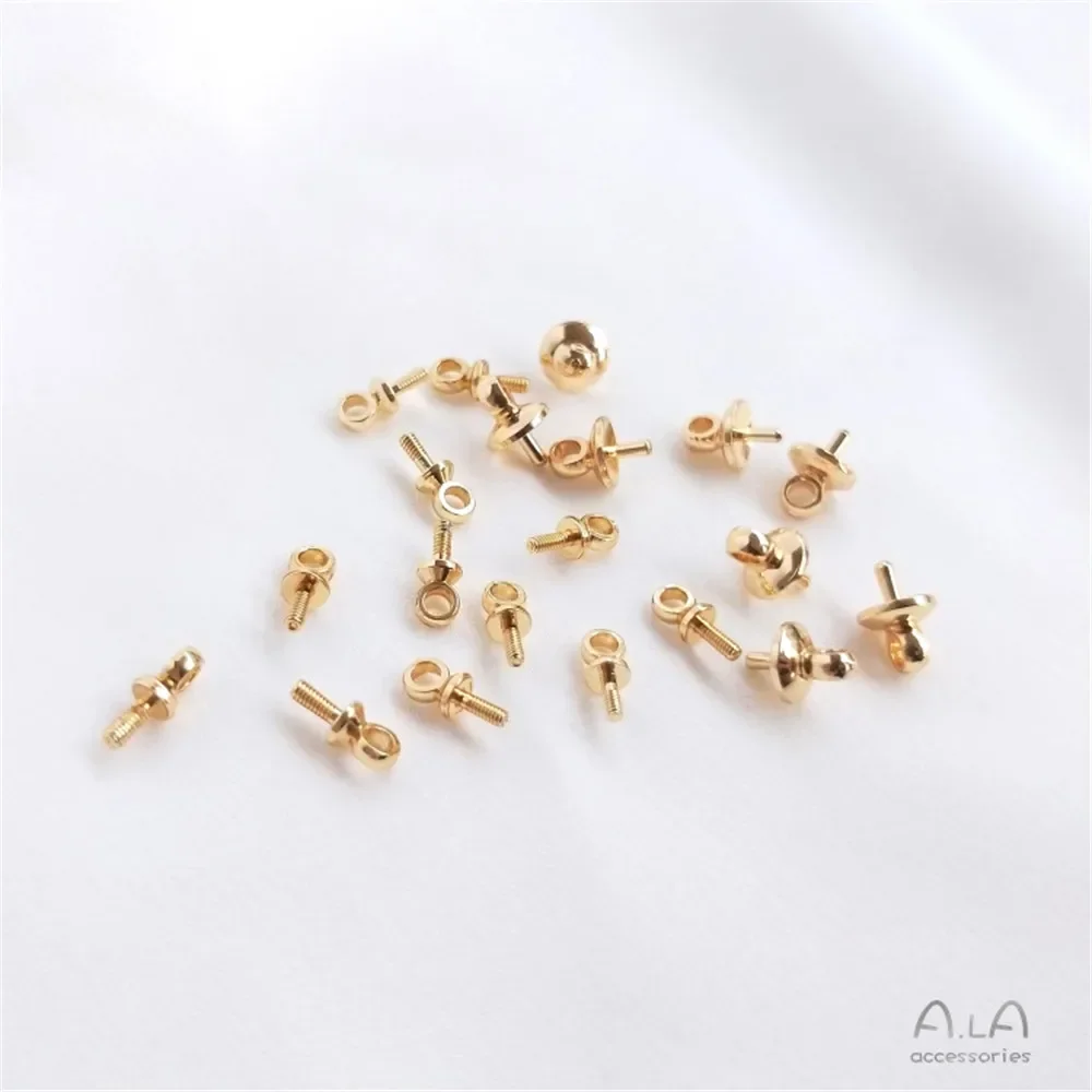 14-каратное позолоченное держатель для бусин с полуотверстием, серьги с винтовой крышкой в виде овцы, ожерелье из кости с замком, кулон с липким жемчугом, аксессуары для самостоятельного изготовления