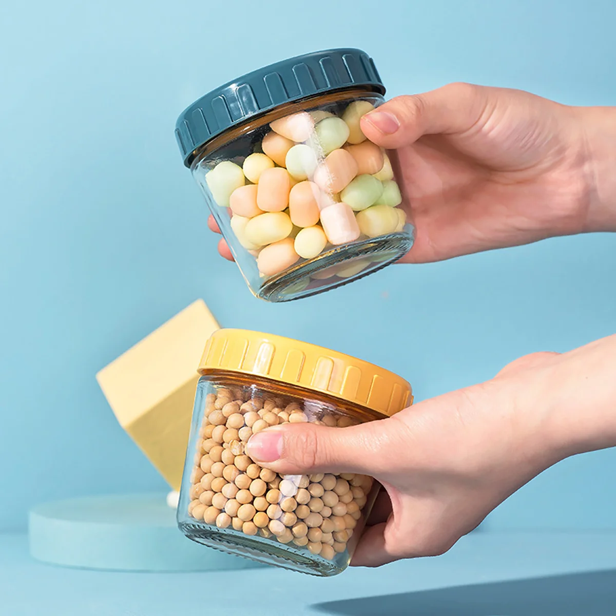 

Home Storage Container Multifunctional Grain Can Dust-proof Food Tank Tea Candy Glass Moisture-proof Jar