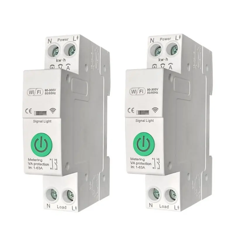 

CJSD-Tuya Smart Wifi 63A Circuit Breaker Switch Timer Overload Protect 1P+N APP Monitor Remote Control For Google Home Alexa