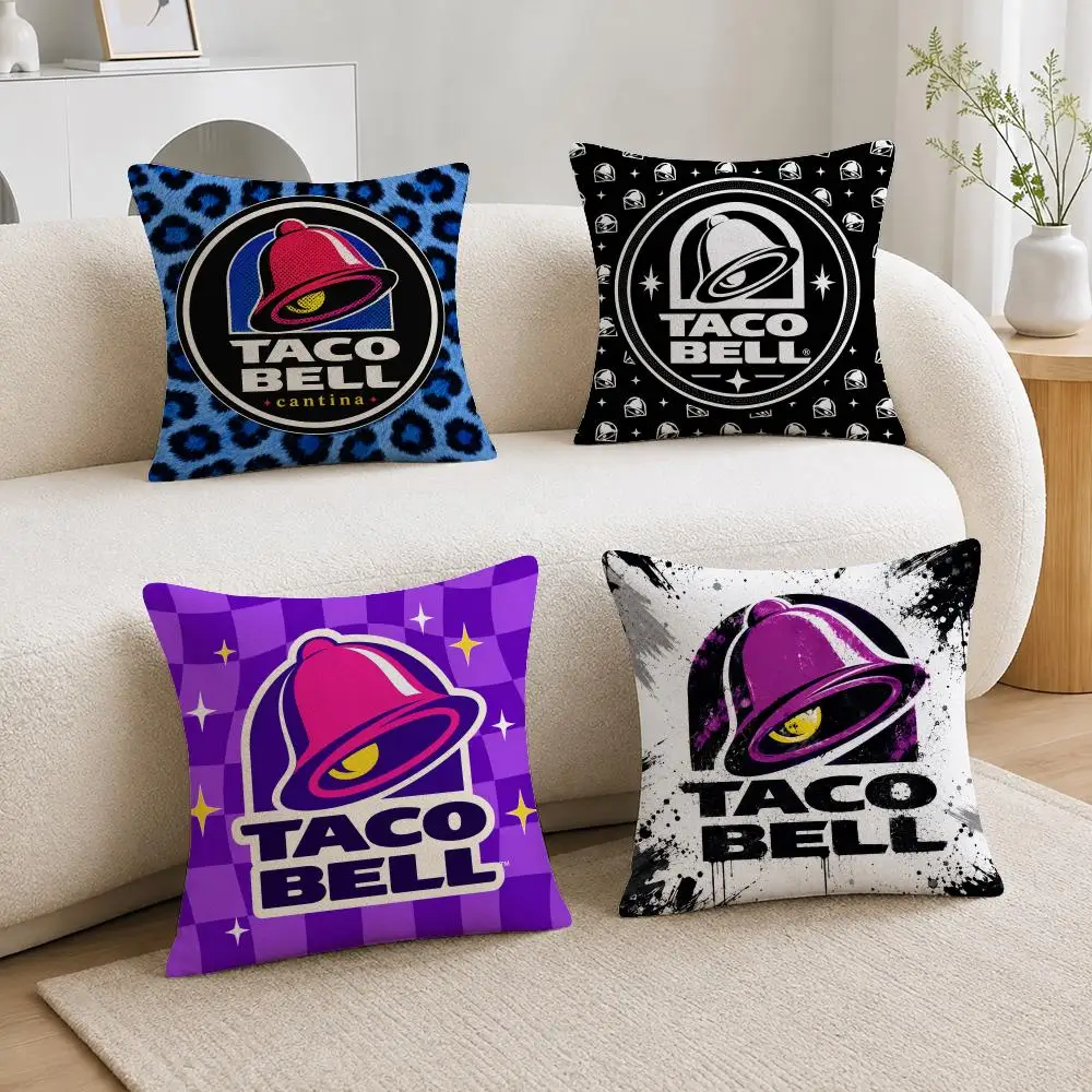 Food Brand Taco Bell Cushion Cover Soft Plush Cushion Covers Fluffy Throw Pillow Cases for Sofa Bedroom Home Decor