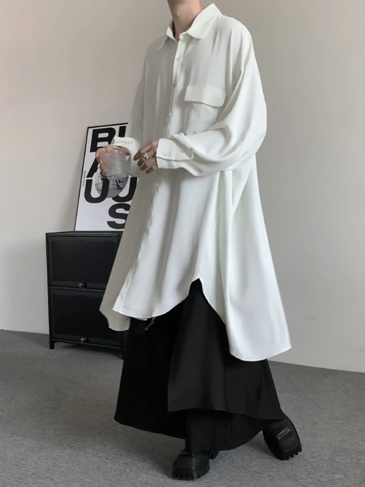 

Мужская повседневная свободная рубашка-куртка оверсайз из ледяного шелка с длинным рукавом в японском стиле, весенняя модная молодежная модель.