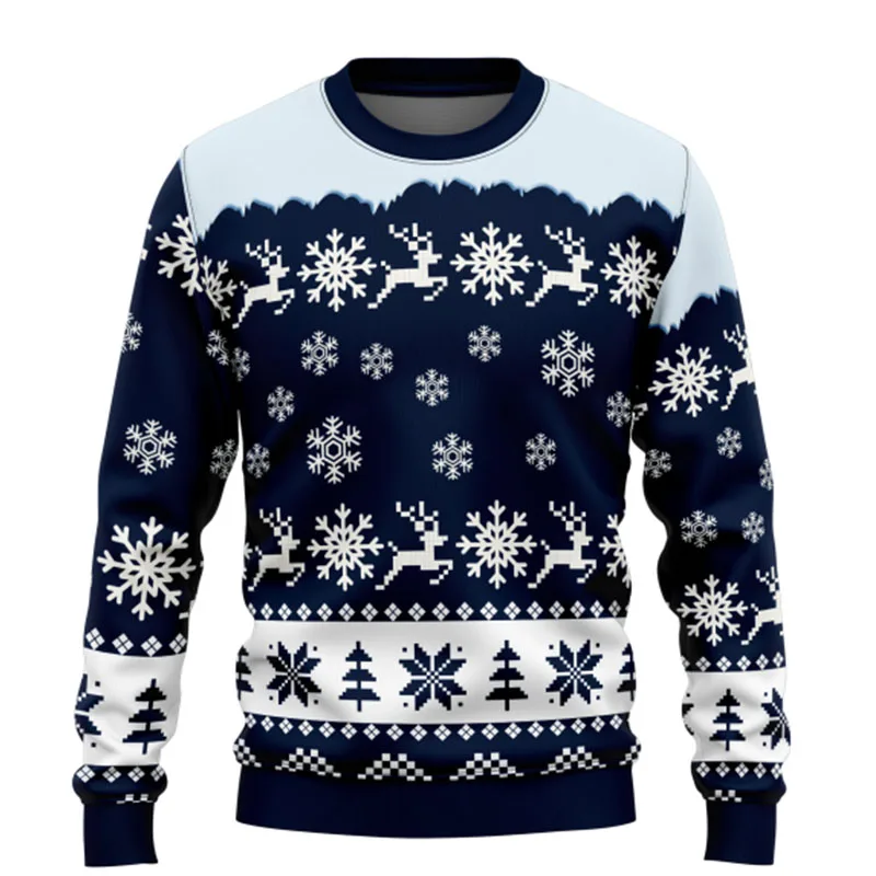 Ugly Christmas Sweater Collection Snowflake Christmas Tree Bell Reindeer  Crew Neck Autumn Winter Sweatshirt FamilyMatching