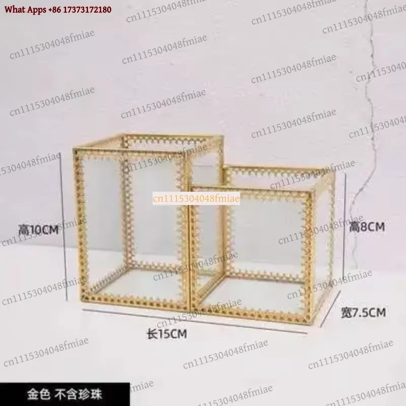 Glass Makeup Brush Box Holder Jewelry Box Pencil Bucket Makeup Organizer Desktop Cosmetic Storage Box Pearls Barrel  ZM827