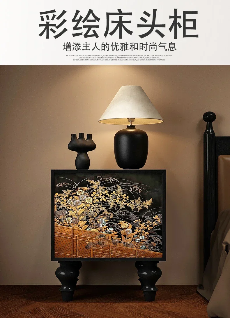 New Chinese classical bedside table retro solid wood French drawer storage bedside table