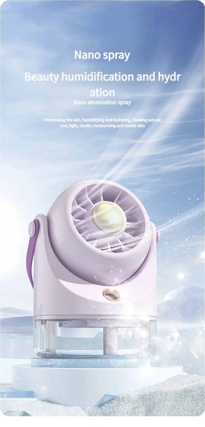 MEET SUN USB-Lade-Mini-Ventilator, Tisch-Sprühklimaanlage, 3-stufiger Klimaventilator mit Wasserkühlung, USB-Typ – Detail 5
