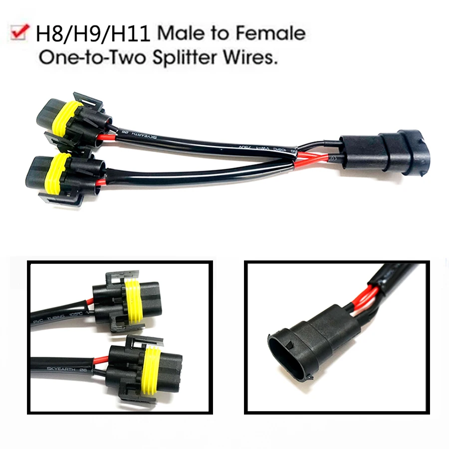 1x H11 9005 HB3 9006 HB4 Male Female Conversion Connector Wiring Harness Headlight Fog Light Plug Cable Socket Adapter Wire Hold