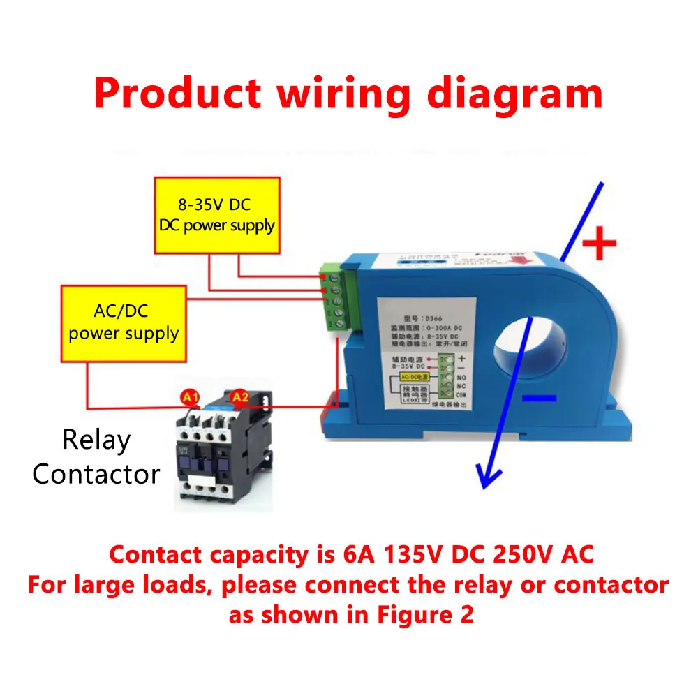 DC 24V ฝัง Current หม้อแปลงกระแสไฟฟ้า0-50A 0-300A ป้องกันการโอเวอร์โหลด Current Sensor สวิทช์ Mutual D366 D360