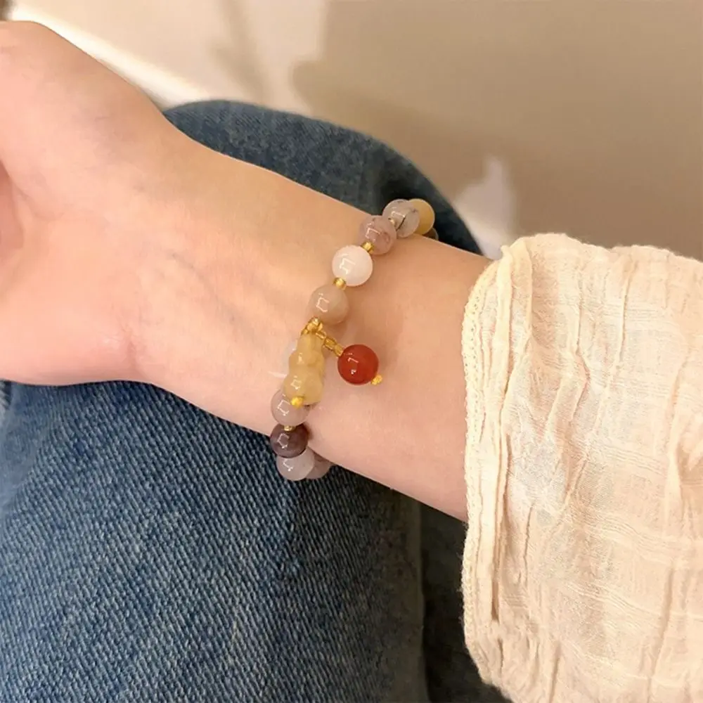 Light Luxury Color Gourd Beaded Bracelet Vintage Lovely Gourd Pendant Hand Chain Exquisite Tea Brown Lucky Wrist Chain Bestie