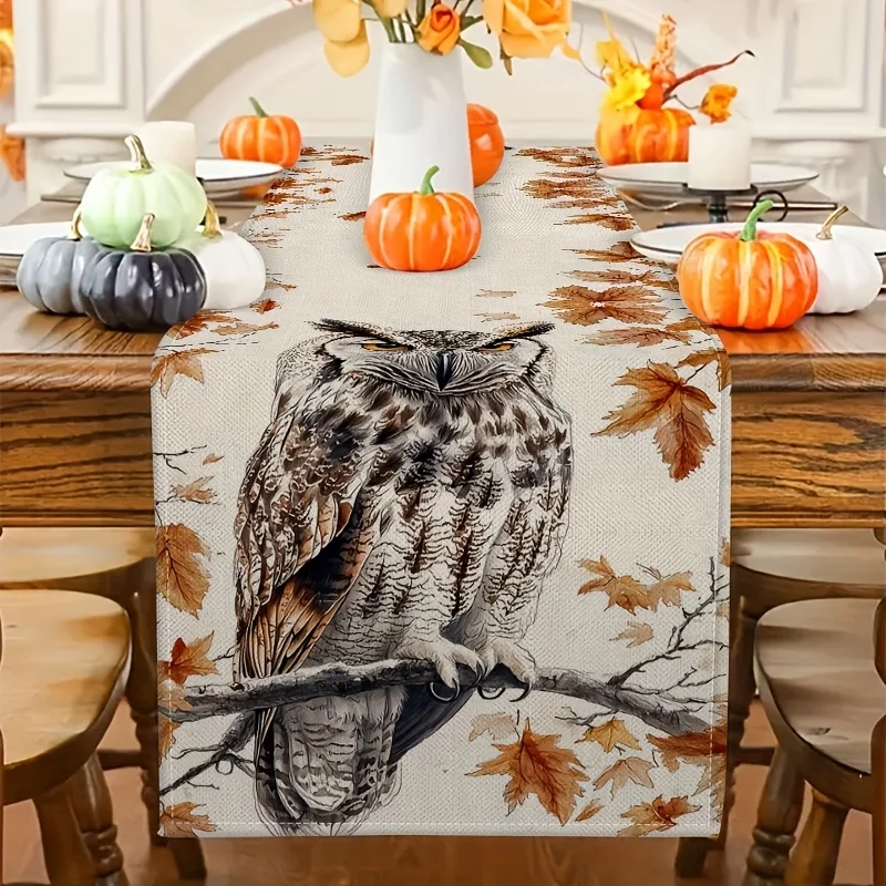 

1Pc Halloween Themed Table Flag, Eagle and Autumn Leaf Design, Suitable for Party, Restaurant, Home, Market, Holiday Decoration Scene.