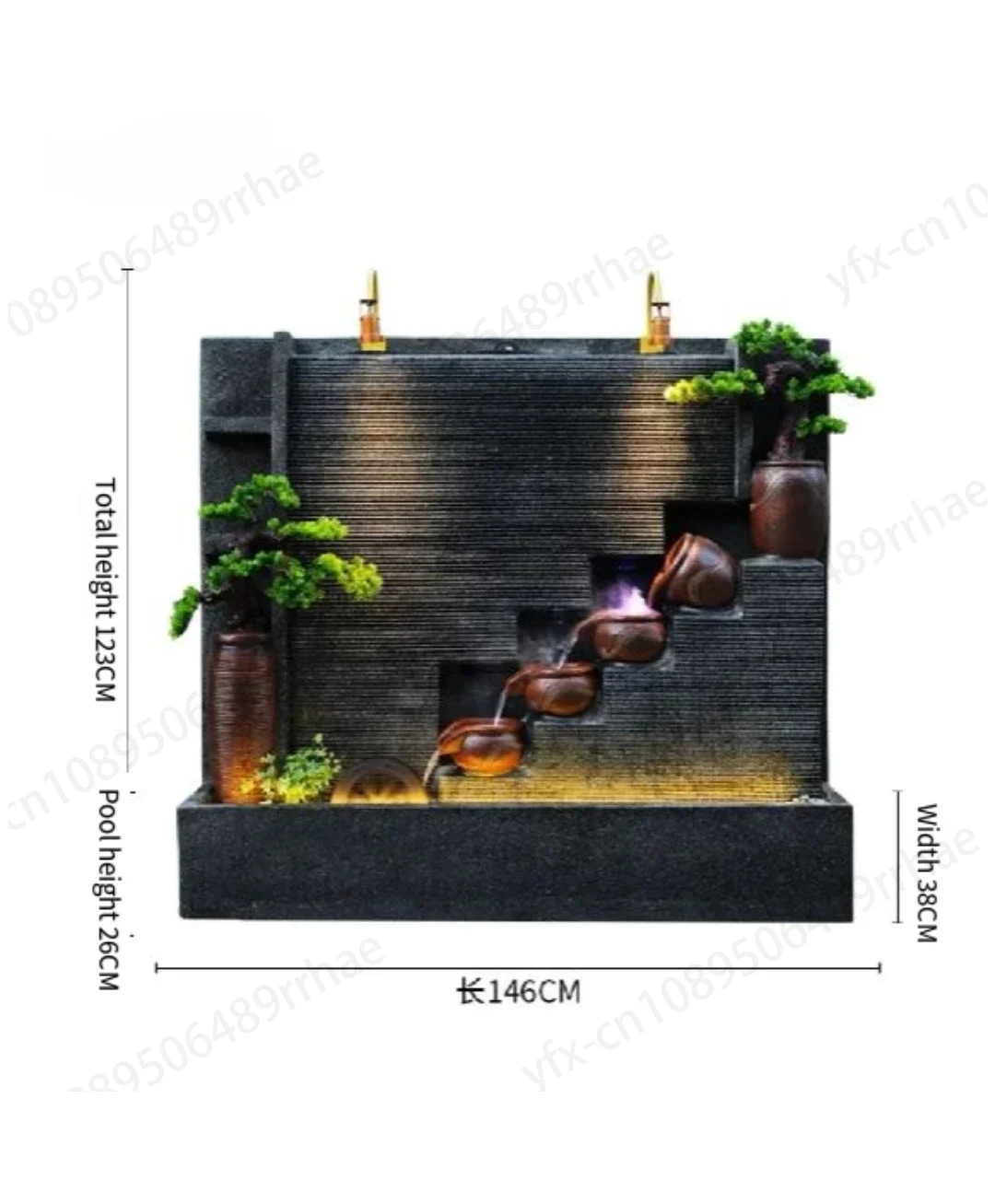 Water curtain wall landscaping, fish pond flowing water rockery fountain, indoor and outdoor  curtain flowing wall