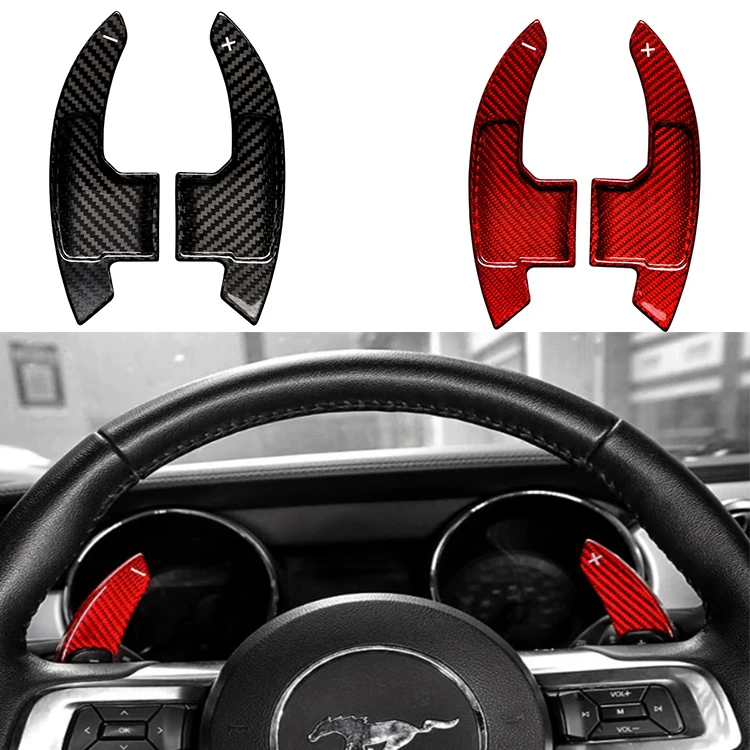 Automotive interior accessories  Carbon Fiber Steering Wheel Shift Red Paddle  Extension For Ford Mustang 2015-2021