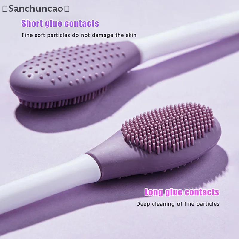 〔San〕Silikonowy dwustronny pędzel do maseczek do twarzy, złuszczający, usuwający zaskórniki, szczotka do oczyszczania, szpatułka do masek błotnych, narzędzie do pielęgnacji skóry twarzy
