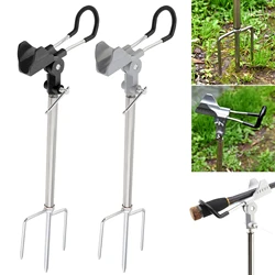 Stainless Steel Three legged Fishing Rod Support Stand for Ground / Beach, Adjustable & Detachable Fishing Pole Holder