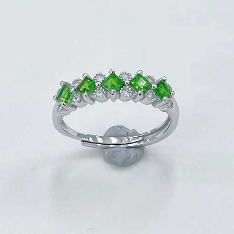 SACE GEMS New 925 Sterling Silver Certified 2.5MM Natural Diopside Rings for Women Engagement Cocktail Party Fine Jewelry Gift