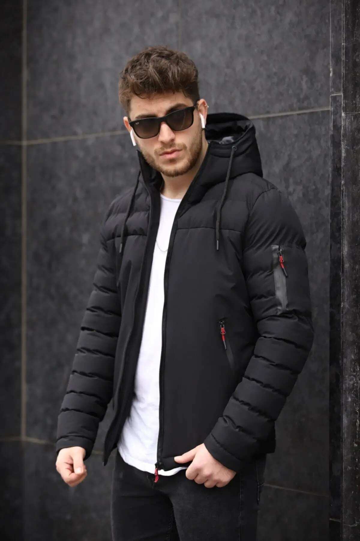 Men\'s Hooded Black Parka Winter Wear Inflatable Coat Comfortable Padded Jacket Keeps Warm New Season Products From Turkey