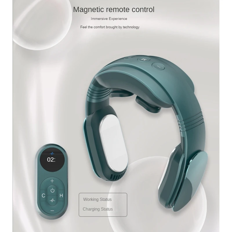 Ventilatore appeso al collo Condizionatore d'aria Senza foglia Archetto da collo Dispositivo di raffreddamento dell'aria Riscaldamento Raffreddamento Massaggiatore Impacco caldo Vibrazione Massaggiatore-AB