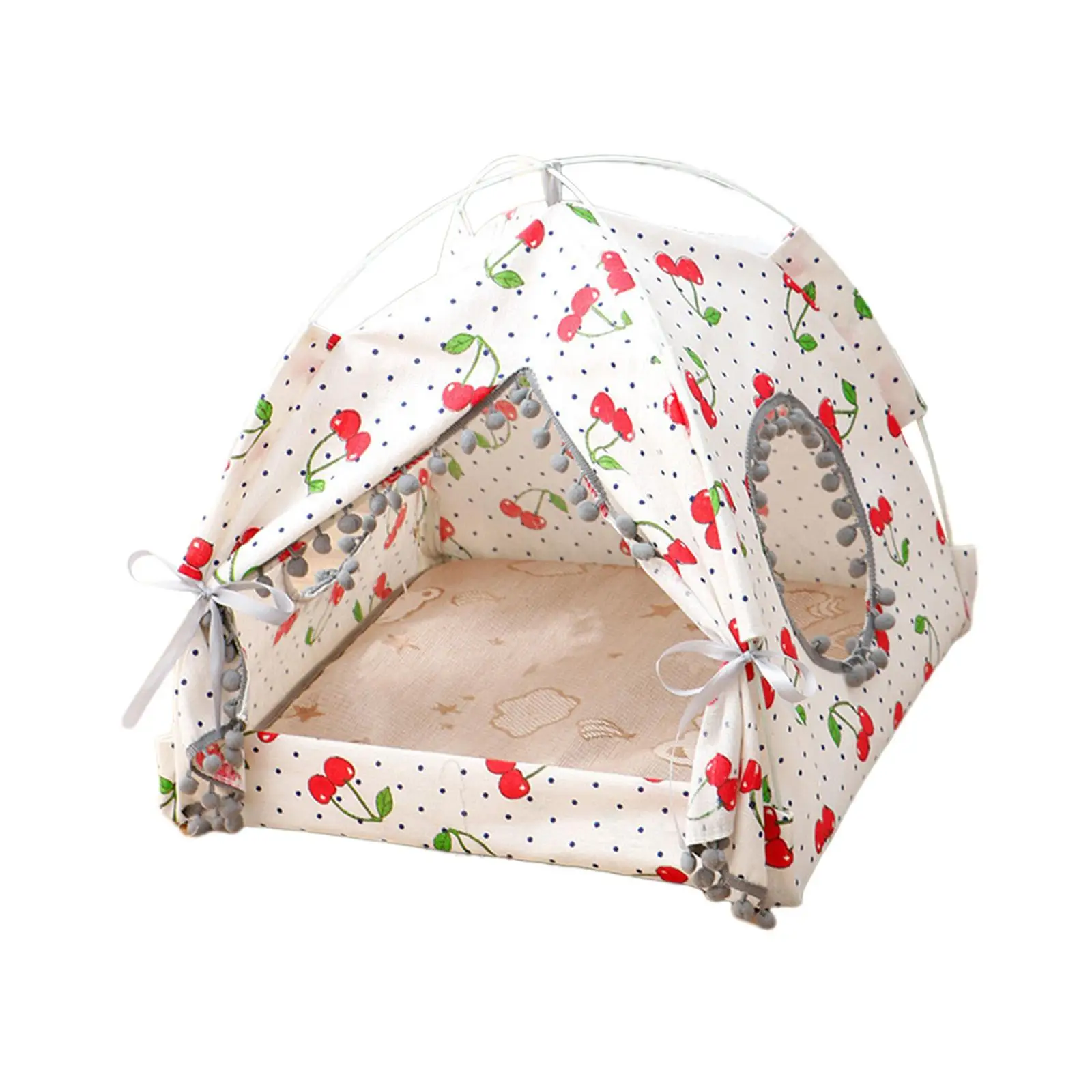 

Cat House Self Warming Cabin with Cushion Breathable Nest for Dogs Puppy cherry