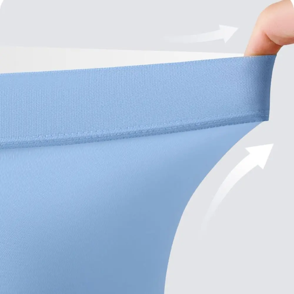 4PCS Fashion Mid Waist Men's Ice Silk Panties Underpants Solid Seamless Boxers Briefs Simple Lingerie Underwears for Man Man