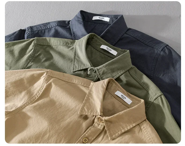 

Spring Fall New Mens Long Sleeve Shirt Multi-pockets Cargo Shirt Men Pure Cotton Green Shirts Japanese Style Casual Man Jackets
