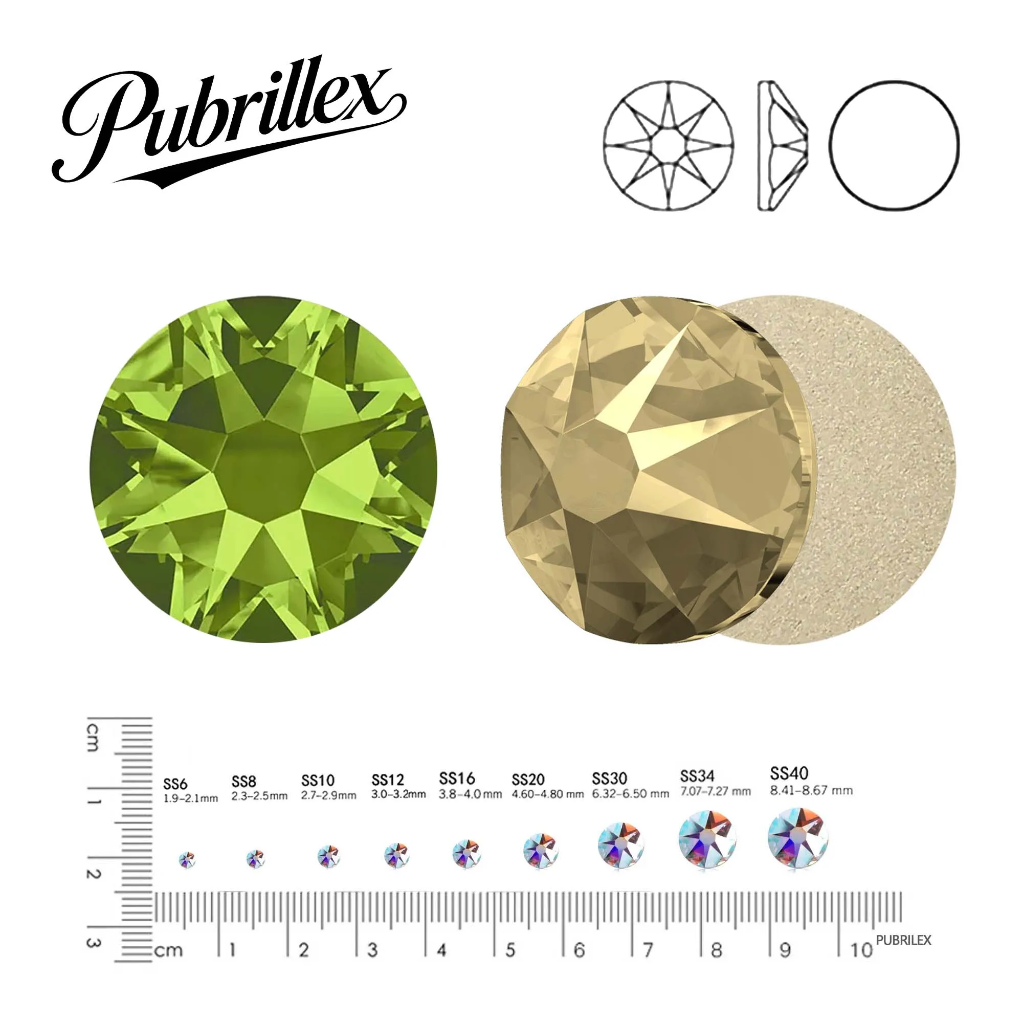 

PUBRILEX Flatback Glass Rhinestones Olivine No-Hotfix Strass Xirius Gemstone Beads for Shoes and Heels Garment Craft