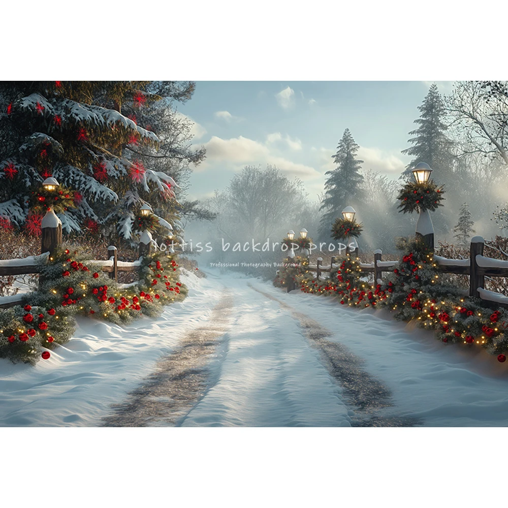 Winter Snowy Forest Backdrops Kids Family Photography Child Adult Photocall Decors Snowflake Jungle Path Backgrounds