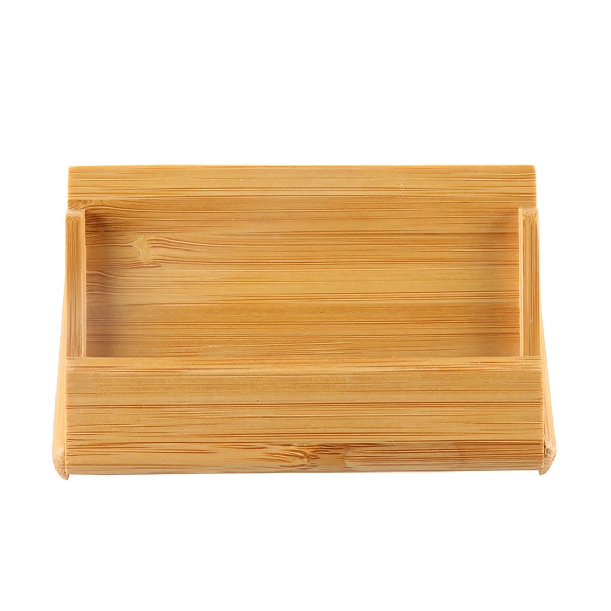 حامل بطاقات أعمال خيزران محمول ، صندوق تخزين قابل للطي