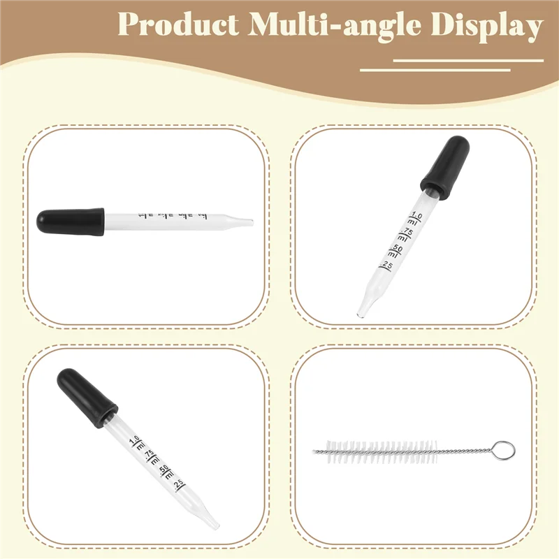 ABGR-20Pcs goteros líquidos de vidrio de 1Ml, pipetas cuentagotas con bombilla de succión negra, para maquillaje líquido artístico, estilo de punta recta