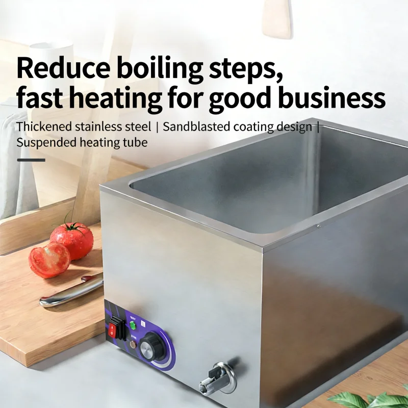 Commercial Countertop Soup Warmer Stainless Steel Rectangular Buffet Food Heat Preservation Table
