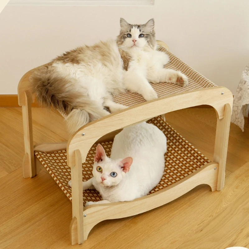 

Double-layer Sisal Cat Scratcher Bed Elegant Sturdy Cat Lounge Chair Rocking Cat Scratch Chair Pet Multi-Functional Cats Beds