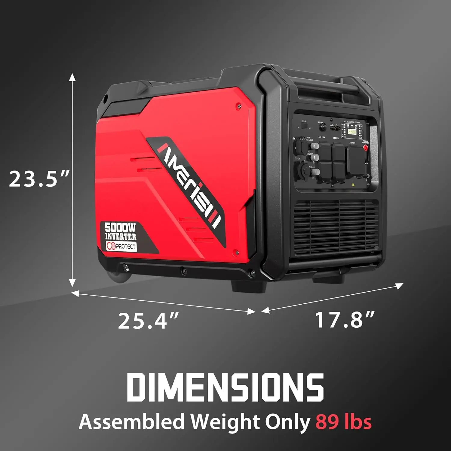 5000-Watt Gas-Powered Portable Inverter Generator with CO Sensor, RV Ready 30A Outlet, Wheels Handle Kit, EPA Compliant