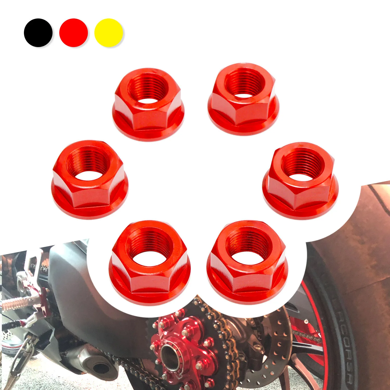 Motorcycle Rear Sprocket Wheel Nuts 6 Pcs M10*1.0 For Ducati Panigale 1199 1199S 1299 1299S V4 V4S V2 Monster 1200 1200S