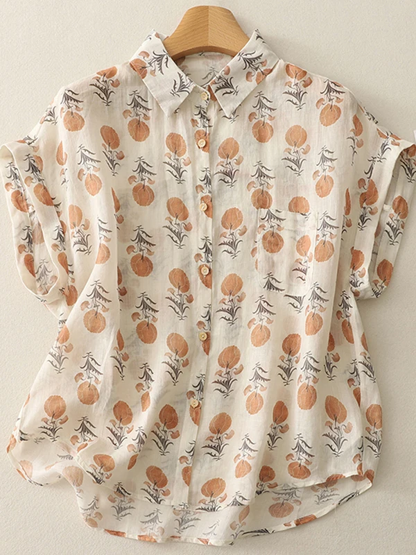 Cómodo, informal, ligero, transpirable, Svel irt, novedad de verano, sistema Sle Forest, ajuste holgado, estampado, irt para mujer