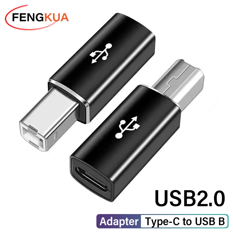 USB B to Type C Adapter USB C to USB B Cable Extender Converter for Phone Laptop to Printer Scanner Electric Piano Adapter