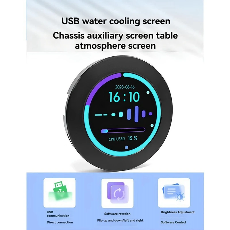 USB 2.1 Inch Watercool Screen 480X480 IPS Secondary Screen Round LCD For Desk PC CPU GPU RAM HDD Monitoring For AIDA64