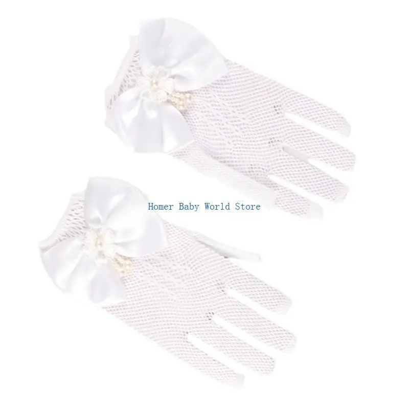 

B2QD Beautiful Lace Gloves For Girls Gloves for Weddings And Celebrations