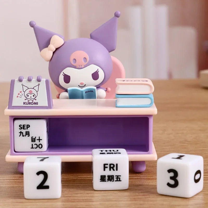 Kawaii Sanrio Kuromi Fun Calendar Desk Calendar Series Ornaments Cute Tabletop PVC Safety Material Ornaments Toy Children Gift