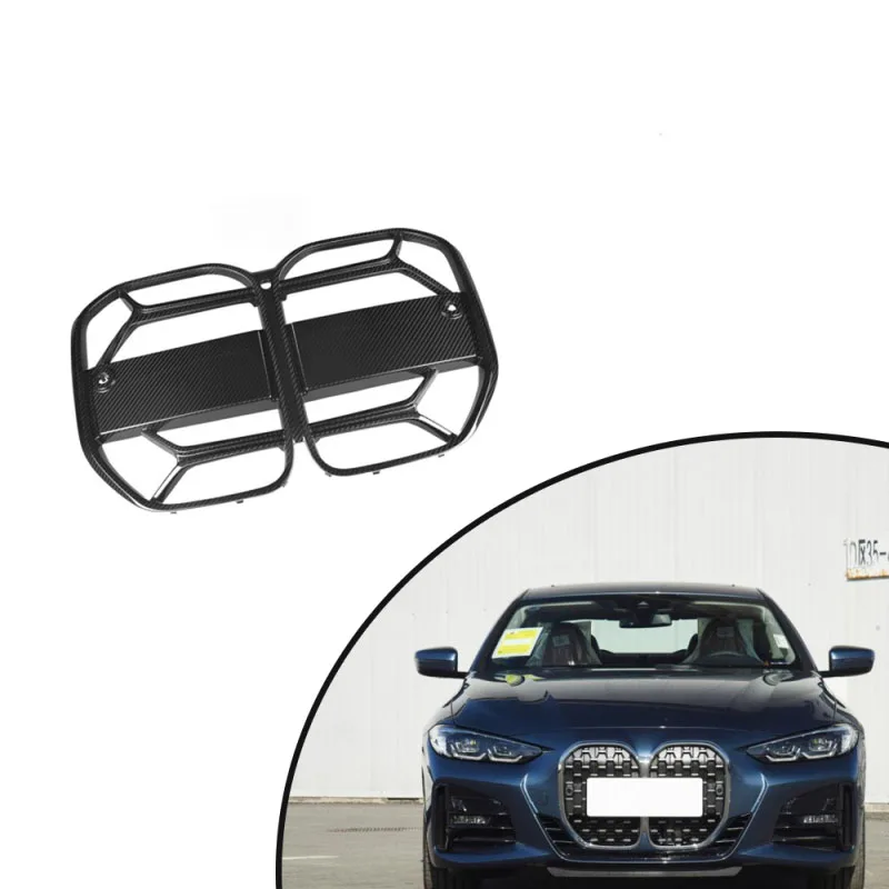 

For 2021-2022 BMW G22 G23 4 Series Prepreg Dry Carbon Glossy Black Front Grille Grill Cover Trims