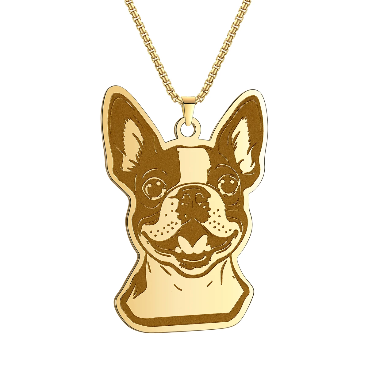 Boston Terrier Dog Cute Tag Cat Necklace Stainless Chain Alloy Does Not Fade With Small Bell Glamour  Jewelry