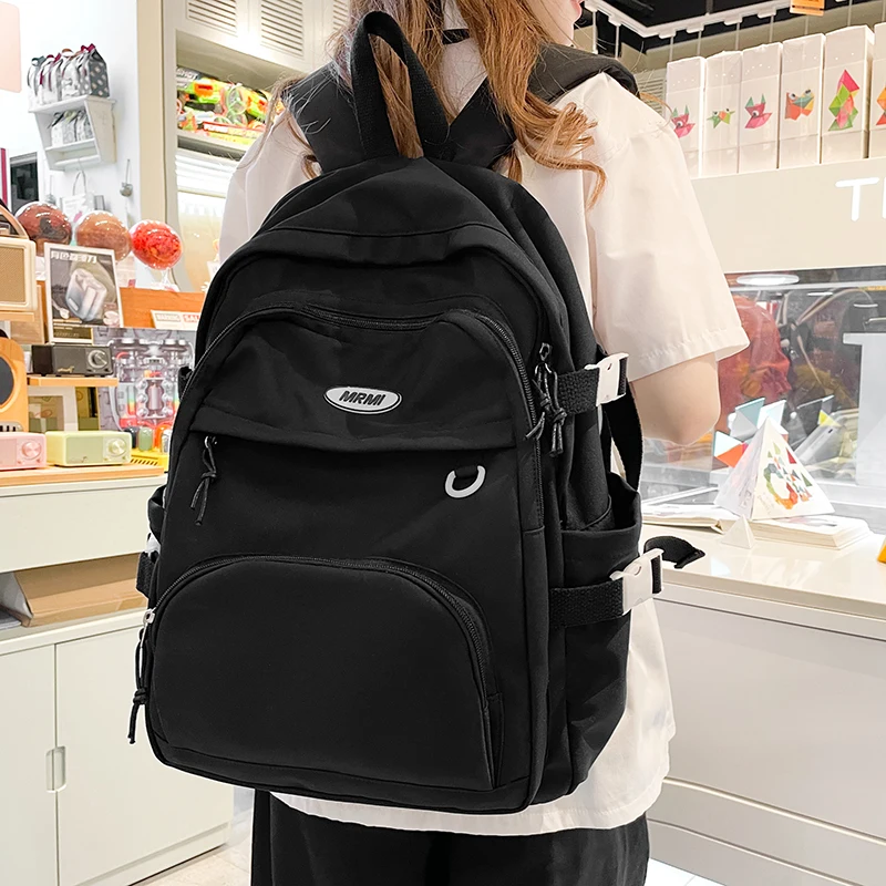 

New Women Backpack Fashion Solid Color Anti-Theft Backpack Female Multi Pocket Schoolbag For Male College Student Travel Backbag