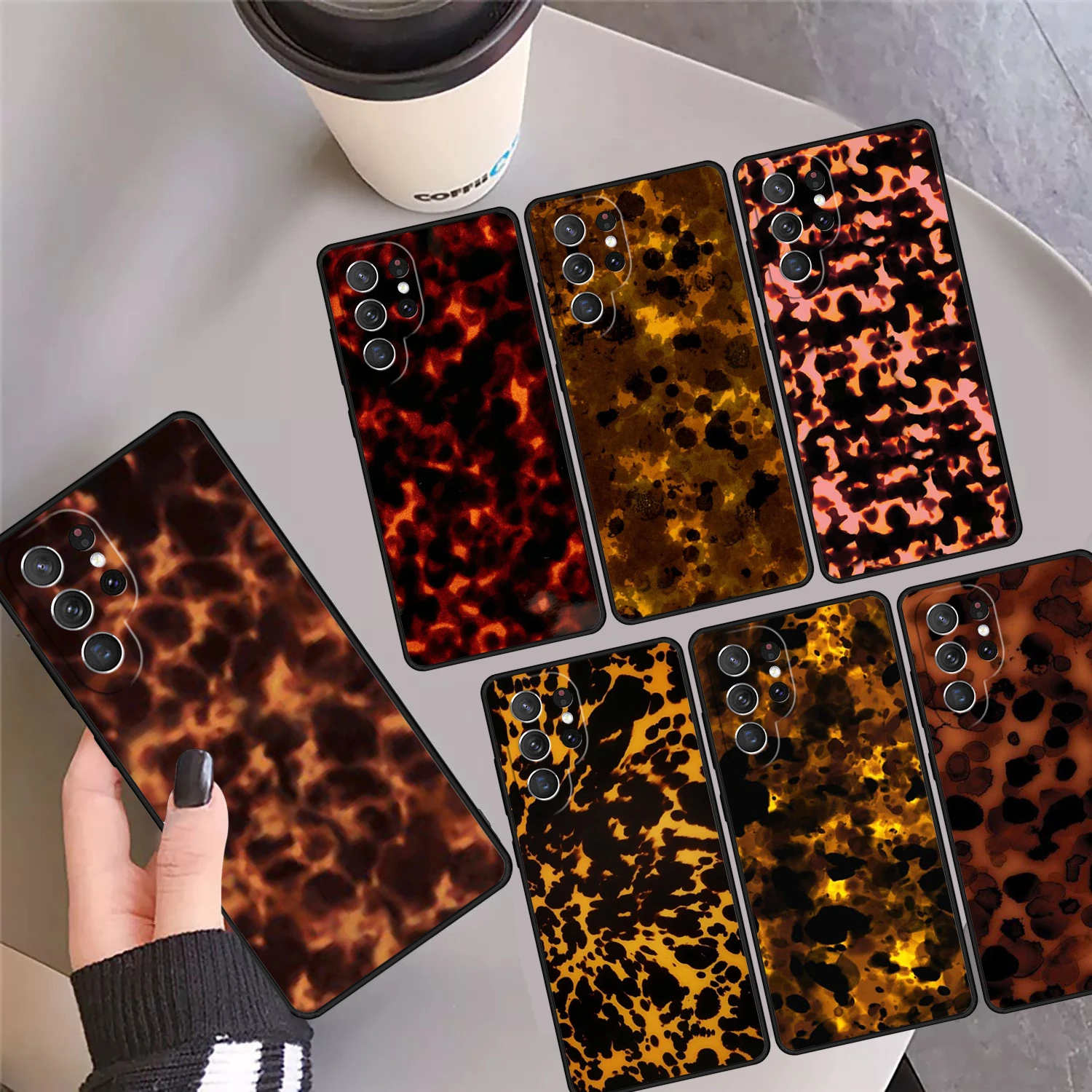 Tortoise Shell Pattern Phone Case Cover For Samsung Galaxy S24 Ultra 23 S22 Plus S21fe Lite S20 S8 S9 S10 Note 10 Pro Note 20