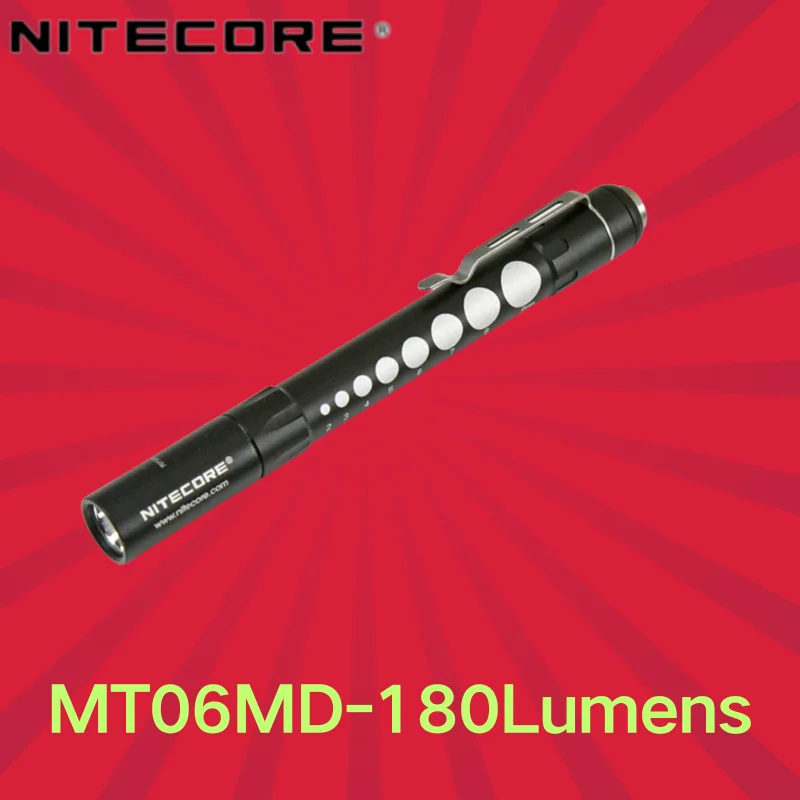 

Профессиональный медицинский фонарик NITECORE MT06MD, 180 люмен, Nichia 219B, фонарик с питанием от 2 батарей AAA, медицинская осмотр, фонарик